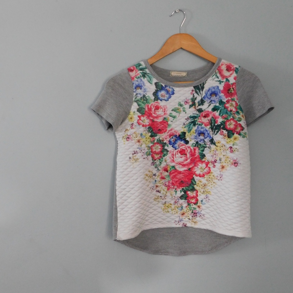 Nordstrom Soprano quilted shirt t-shirt floral XL